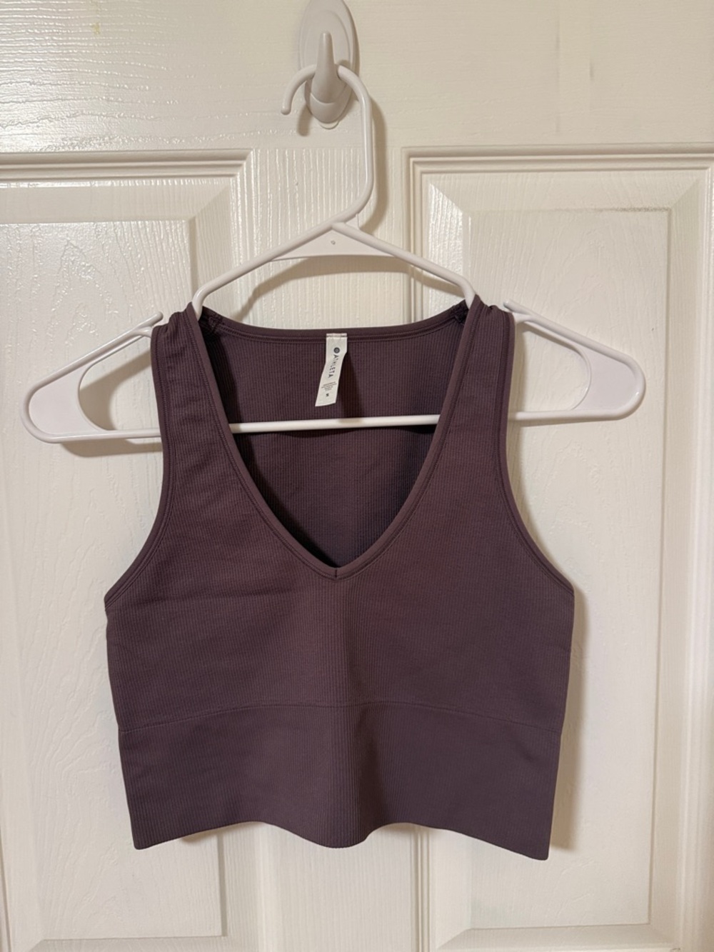 Athleta Ribbed V-Neck Crop Tank - Plum/Mauve